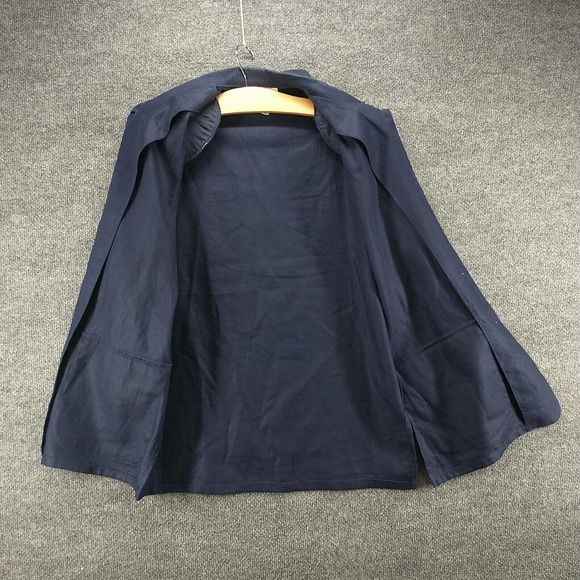 Talbots Petites Women's Blazer Jacket Blue 2 Shoulder Pads 3/4 Sleeve Linen - Picture 5 of 12